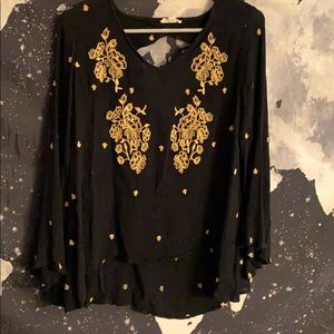 Anthropologie Oddi Bell Sleeve Open Back Tunic